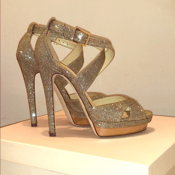 Jimmy Choo Gold Sandals - Picture 1 of 3